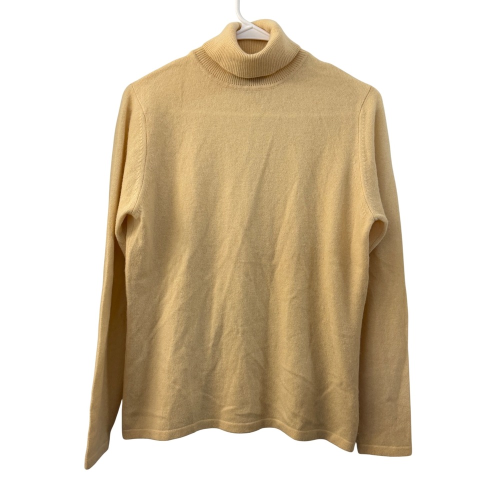 Charter Club Women 100% Cashmere 2-Ply Turtleneck Sweater Pale Yellow Small